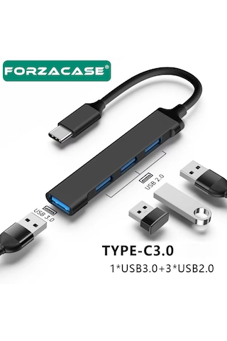 Type-c Girişli 4in1 Usb 2.0 / Usb 3.0 Port Usb Çoklayıcı - Fc931