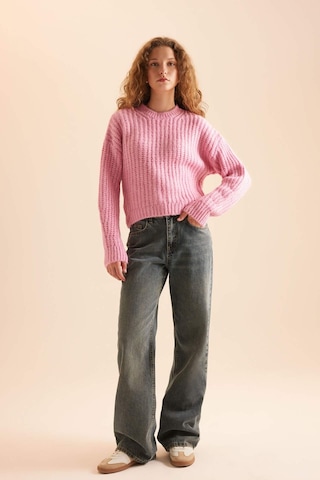 DeFacto Coool Oversize Geniş Kalıp Bisiklet Yaka Triko Kazak V1811AZNSPN449 Pembe