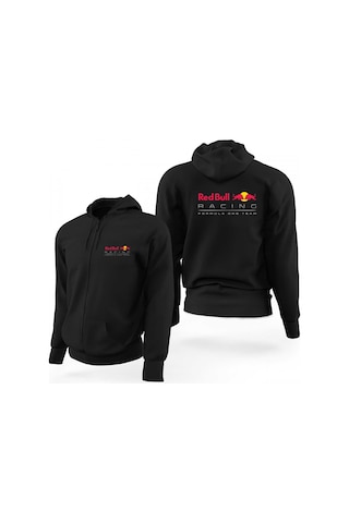 Redbul Racing Team Siyah Fermuarlı Limited Edition Kapşonlu Sweatshirt Siyah