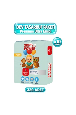 Bebek Bezi No:4 Maxi 7-18 Kg 32'li 10 Paket 4 Numara