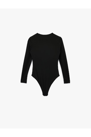 Koton Uzun Kollu Bisiklet Yaka Slim Fit Bodysuit Siyah 6sak80059ek Siyah