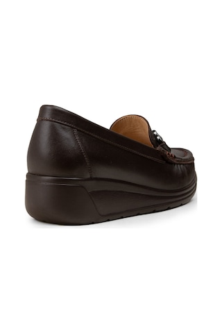 Deery Kadın Hakiki Deri Kahverengi Dolgu Topuk Loafer - N1742zkhvc01
