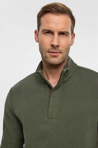 Süvari Haki Regular Düz Polo Yaka Sweatshirt Haki