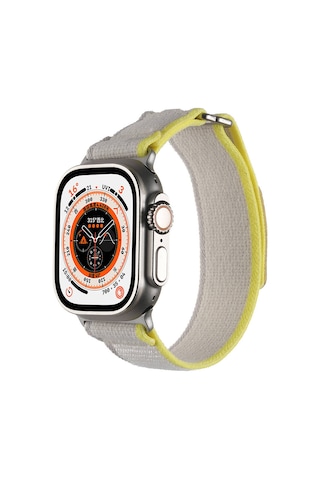 Tuva Teknoloji iOs Watch Uyumlu Ultra 49mm Hasır Kordon Krd-106 Strap Kayış-yeşil