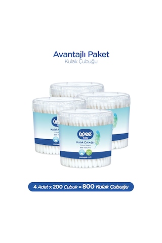 Wee Baby 200'lü Bebek Kulak Çubuğu (200x4 800 Adet)