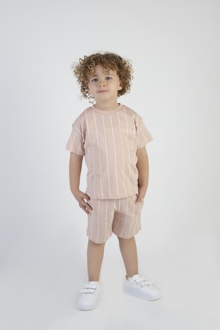 Erkek Çocuk Cool Boys Baskılı Çizgili Kısa Kollu Şortlu Alt Üst Takım 001