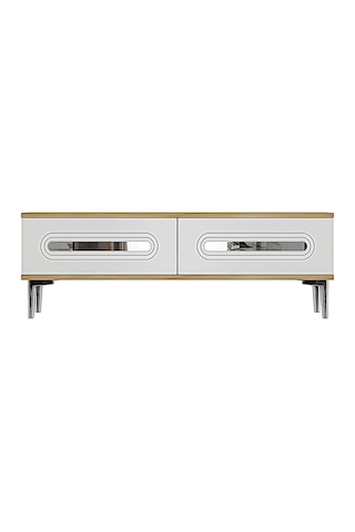 Tsa1220dbs - Ranytv120 Tv Stand, Tv Sehpası Safirmeşe - Beyaz- Sılver 120cm Safirmeşe - Beyaz - Sılver