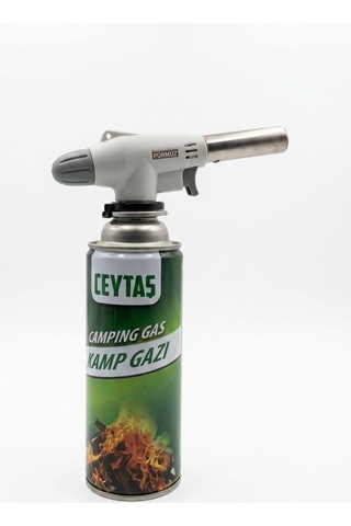 Ceytaş Otomatik Ateşlemeli Pürmüz Seti + 227 Gr Kamp Gazi Kartuşu 400 Ml - Mangal Tutuşturucu, Mutfak & Karavan Gazlı Torç Seti Şeffaf