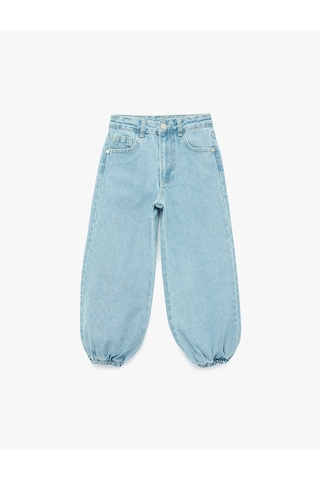 Koton Pamuklu Loose Fit Cepli Şalvar Denim Pantolon Lıght Indıgo 7wkg40029ad Açık Mavi