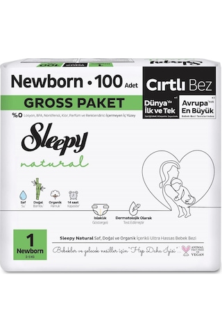 Sleepy Natural Bebek Bezi Gross Paket 1 Beden 2-5 Kg 100 Adet