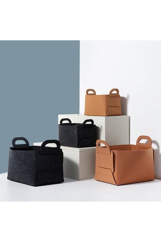 Sones Home Clutter Keçe Katlanabilir Depolama Sepetleri, Boyut: Küçük Kahverengi