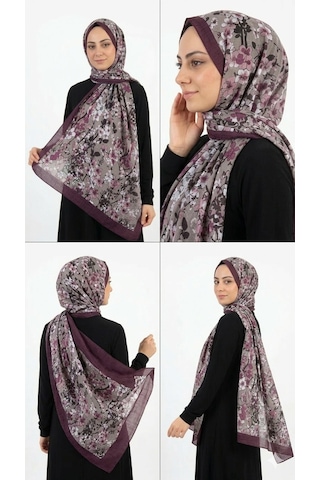 Tesettür Çiçek Desen Pamuk Soft Şal Bordo