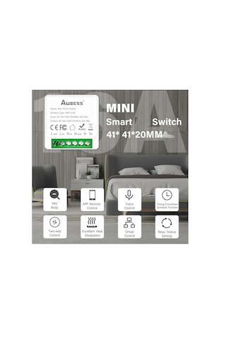 Aubess Akıllı Mini Anahtar Role 1 Kanal Çıkış, 2 Anahtar Girişi