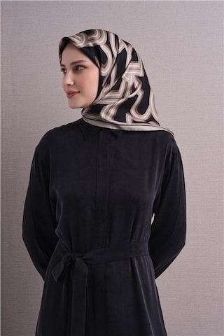 Armine İpek Eşarp 2027 Kış - 9614-08 Siyah Vizon Twill