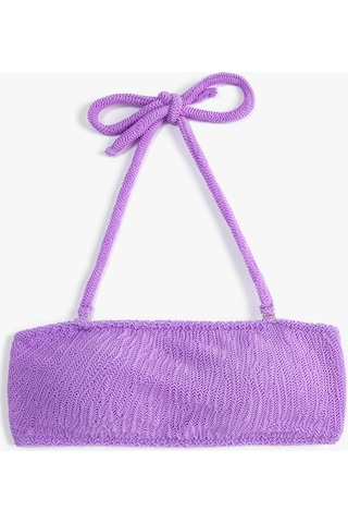 Koton Straplez Bikini Üstü Boyundan Bağlamalı Dokulu Lila 3sak10020mm 3SAK10020MM370