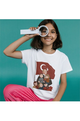 Alpşan Ticaret 23 Nisan Tişörtleri 23 Nisan T-shirt Beyaz Çocuk Yetişkin Tişört Unisex T-shirt Çocuk Bayramı 57 Beyaz