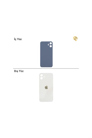 Apple Uyumlu iPhone 12 Beyaz Renk Arka Kapak Arka Cam Batarya Kapağı Lazer Kesim Kapak Pil Kapağı