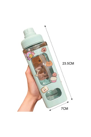 Öğrenciler Ve Çocuklar İçin Taşınabilir Ve Sızıntılı Pipetli Su Şişesi Green, 700ml