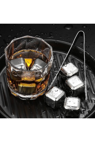 Perlotus Çelik Metal Viski Taşı Soğutma Buz Küpü 2'li