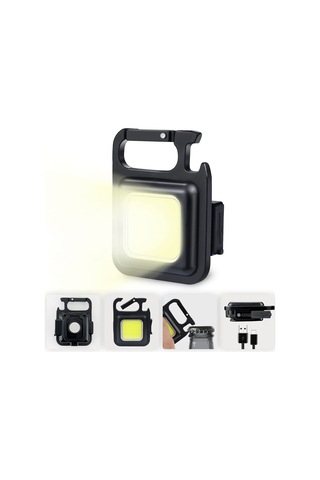 Kangvka Usb Şarjlı Anahtar Zinciri Işığı - 4 Işık Modu 800 Lumen, 360 Aydınlatma Cob Led Feneri Gösterildiği Gibi