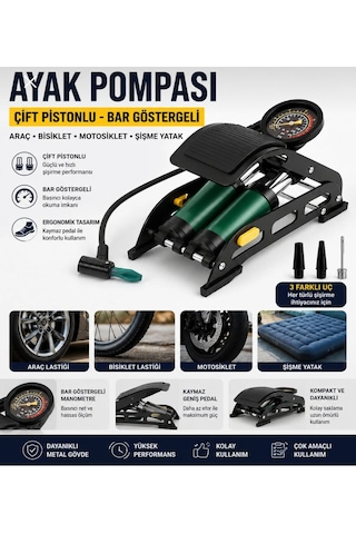 980p Çift Piston 160 Psi Bisiklet Motor Tekeri Şişme Havuz El Ve Ayak Hava Pompası