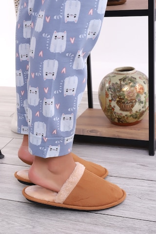Wordex U050 Unisex Kışlık Ev İçi Kürklü Yünlü Terlik Hardal