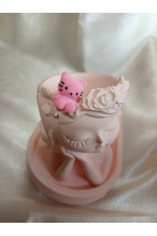 Pembe Peluş Kedili Küpe