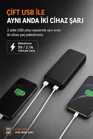 Tb20 20.000mah Led Işıklı Powerbank Siyah