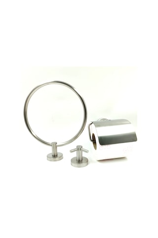 Dekor Banyo 3'lü Set F 500 Set Havluluk Kağıtlık İkili Askı Krom
