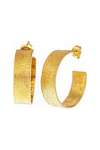 Masaliko Dövme Halka Gümüş Küpe - 925 Ayar Gümüş, Şık Altın Kaplama Altın