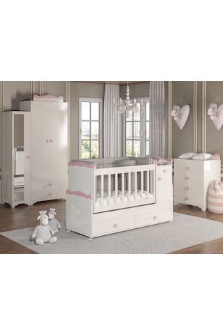 Patiko Sahra 950 3 Kapılı Bebek Odası Takımı Pembe