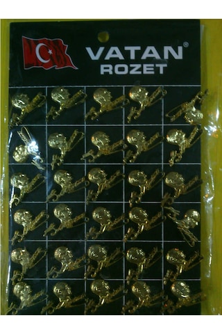 Atatürk ve Imzası Yaka Rozeti Altın Sarısı 30 Adetli Paket