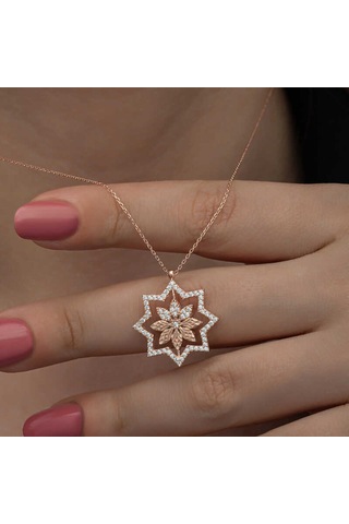 Artsmagazinmücevher Gümüş Rose Kar Tanesi Kadın Kolye