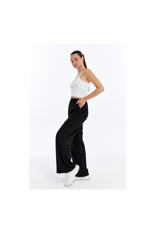 Genius Store Kadın Pantolon Keten Karışımlı Beli Lastikli Kırışmaz Kumaş Pantolon Keten-pantolon siyah