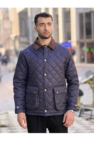 Rocqerx X-2033 Yaka Garni Detaylı Astarlı Kapitone Mont Lacivert