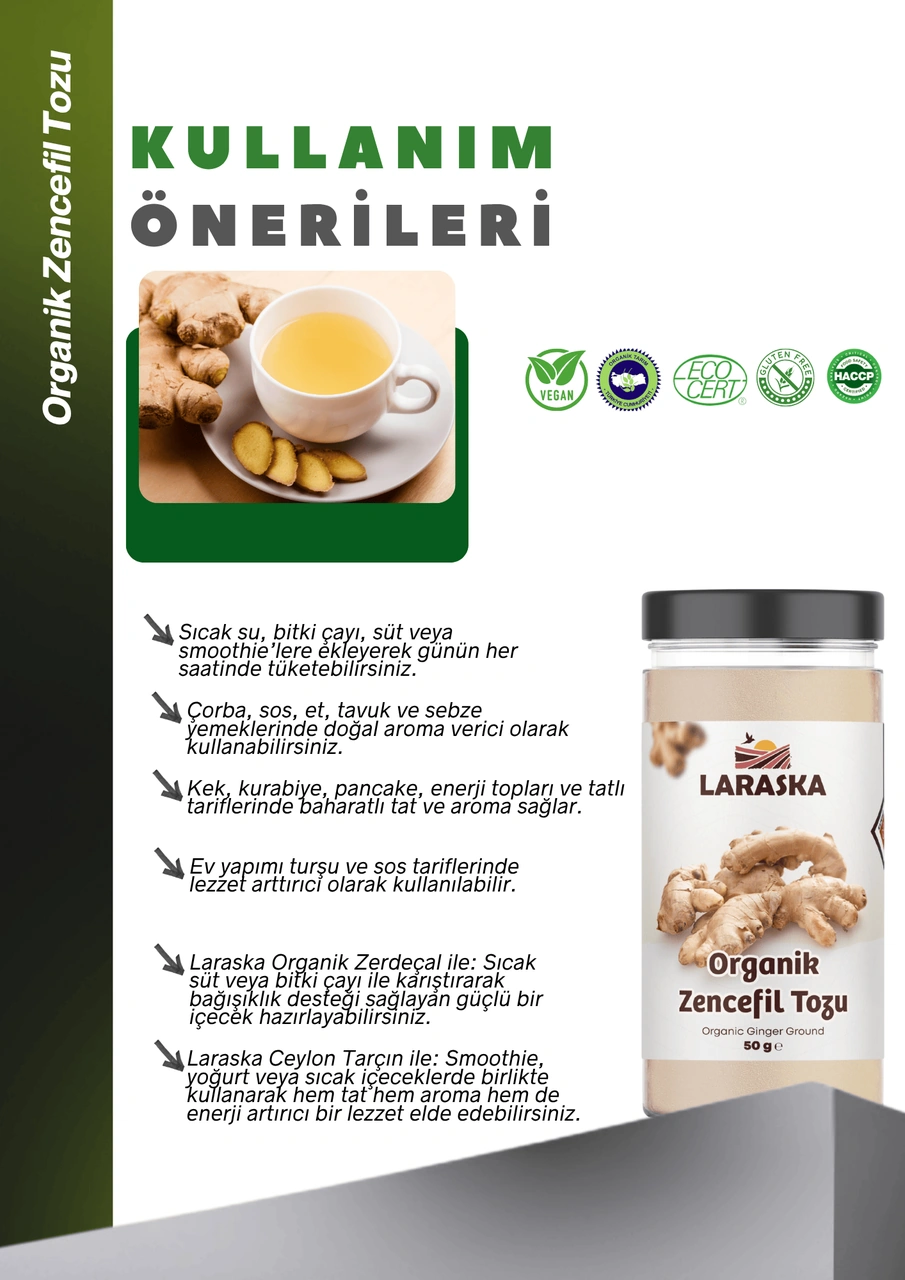 Organik Zencefil Tozu 50g - Ginger Powder Certified Organic