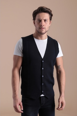 Ferraro Düğmeli Pamuk Triko Yelek - Lacivert-Lacivert