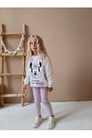 Miniko Kids Kız Çocuk Minnie Modelli Taytlı Takım Lila