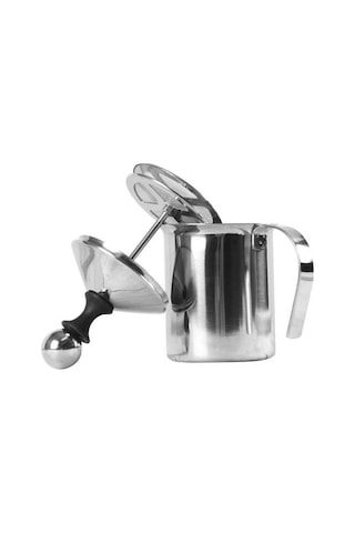 Soulader Manuel Süt Köpürtücü Çift Taraflı Tel Kremalı Süt Köpüğü Yapma Makinesi 400 Ml Paslanmaz Çelik French Press Cappuccino Latte Ekipmanı Gümüş