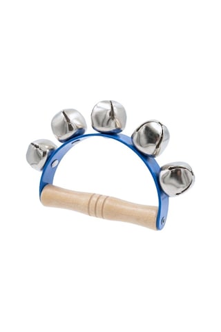 Temel Ahşap Saplı Ritim El Zili 5 Zilli Mavi 10.5 Cm