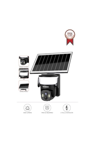 Torima Cmr30 Siyah Şarjlı Duvar Lambası Görünümlü Dış Mekan Kamerası Akıllı Ip Güneş Enerjili Kamera