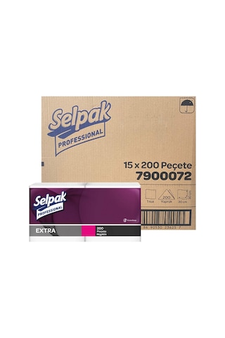 Professional Extra Peçete 30x30 Cm 15 Paket X 200 Yaprak 7900072 Beyaz