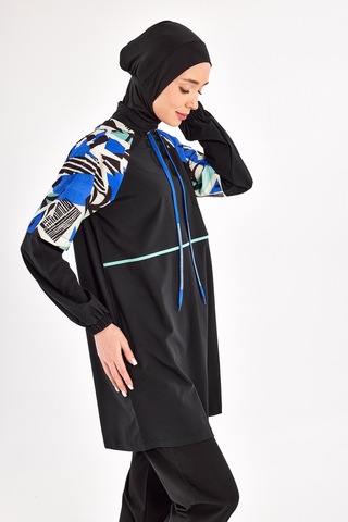 Spor Likra Tam Kapalı Tesettür Mayo 1225 Siyah11 Siyah11