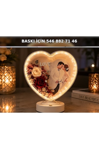 Kişiselleştirilmiş Kalp Tasarım Masa Üstü Çerçeve/dekoratif Obje Beyaz