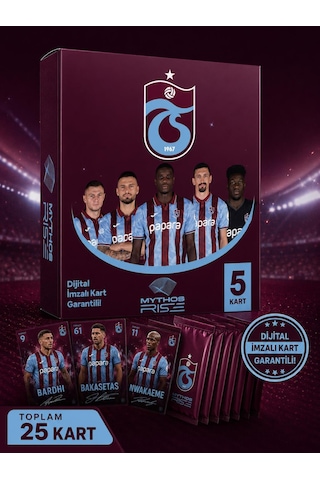 Mythos Rise Trabzonspor Futbolcu Kartları 5'li Kutu Paketi 25 Kart Dijital İmzalı Kart Garantili