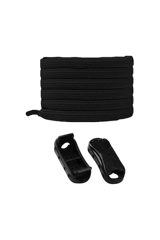 Pratik Yassı Elastik Ayakkabı Bağcığı Tak Bırak 120 CM Siyah