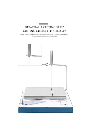 Novahub Peynir Dilimleme Tereyağı Kesici, Paslanmaz Çelik, 6 Yedek Tel, Doğru Boyut Ölçeği Gümüş