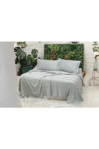 River 4 Parça Çift Kişilik Pike 230x250 , Fıttd. Çarşaf , Yastık Kılıfı Takımı %100 Pamuk Mint Yeşili