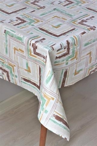 Elyaf Astarlı Silinebilir Pvc Muşamba Masa Örtüsü Pastel Tonlar-kahve