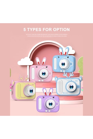 Vkemall Mavi Tavşan Desenli Çocuklar İçin Dijital Kamera - 1080p Video, 20mp Fotoğraf, 2.0" Ips Ekran, Oyun Ve Selfie Özellikleri, Dahili Li-poly Batarya
